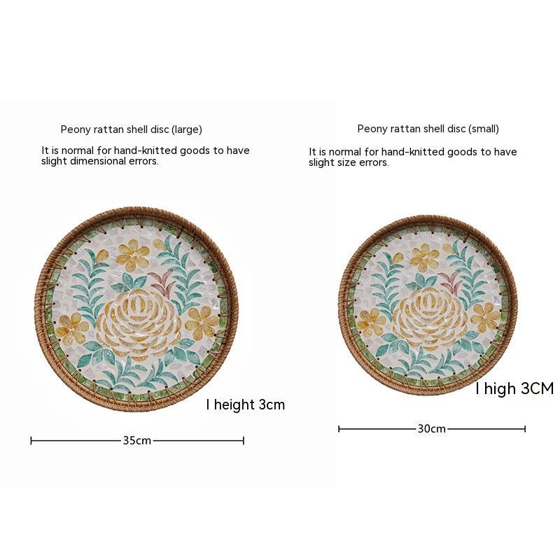 Southeast Asia Handmade Rattan Shell Round Fruit Basket Dining Tray Fresh Desktop Tray Vietnam