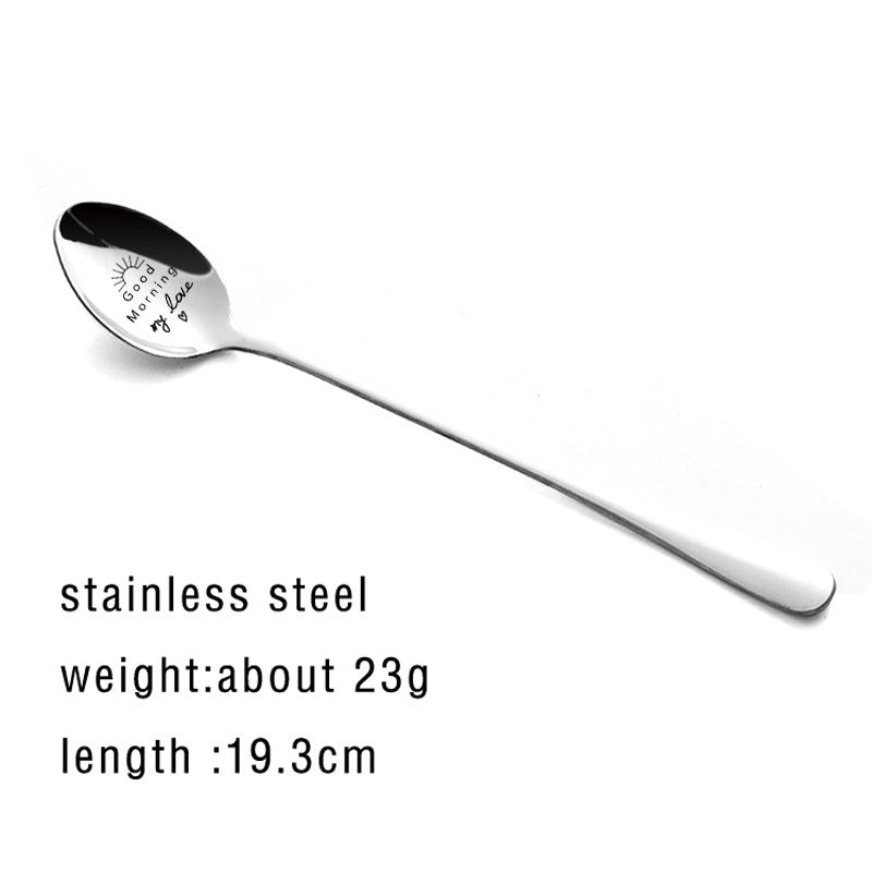Valentine's Day Gift Engraved Stainless Steel Long-handled Spoon