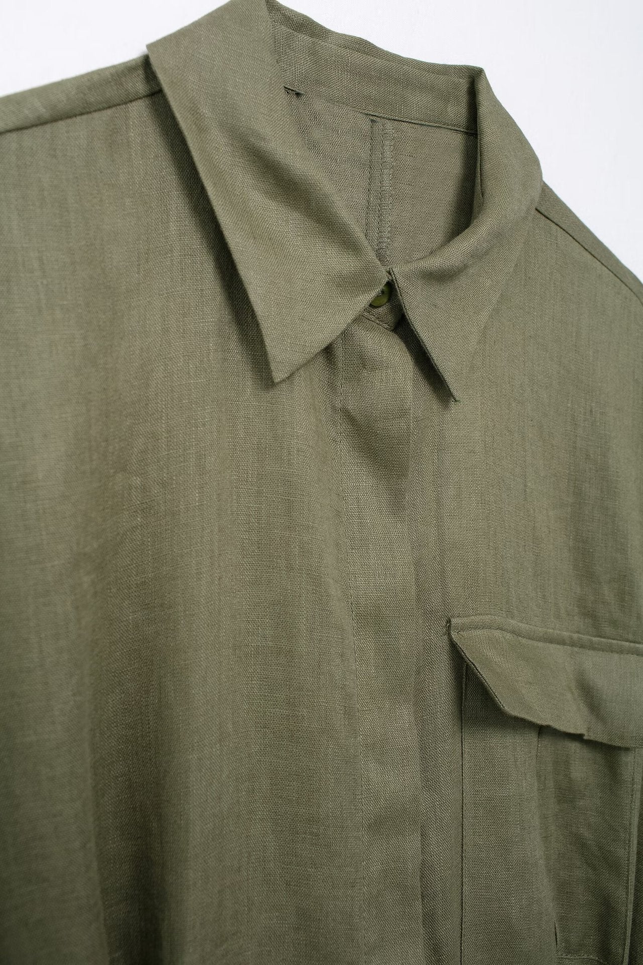 Europe And America Cross Border Women's Linen Adjustable Waist Shirt Straight-leg Pants Suit