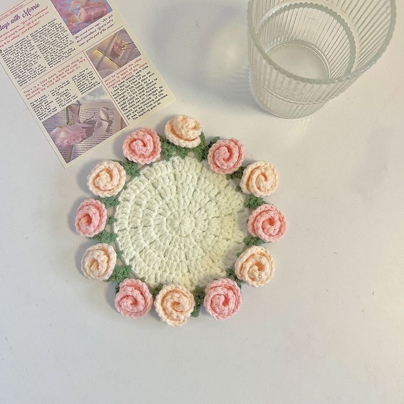 Rose Coaster Crochet Diy Material Package