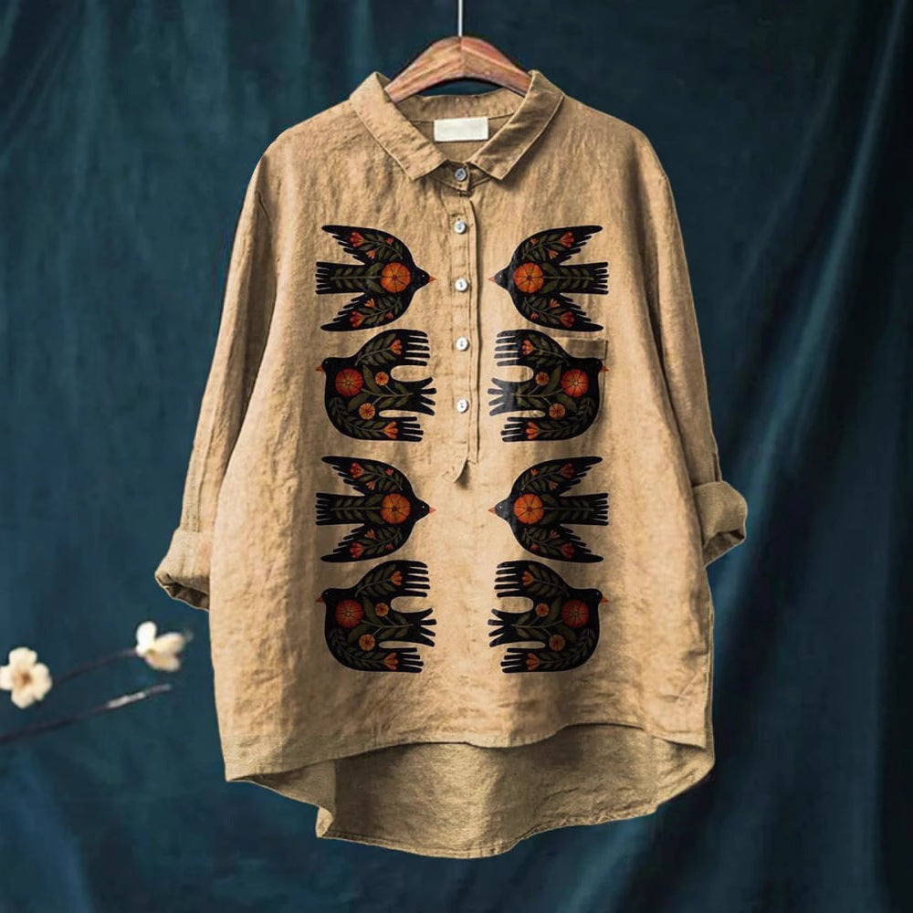 European And American Long Sleeve Shirt 5 Button Cardigan Hawaiian Style Shirt