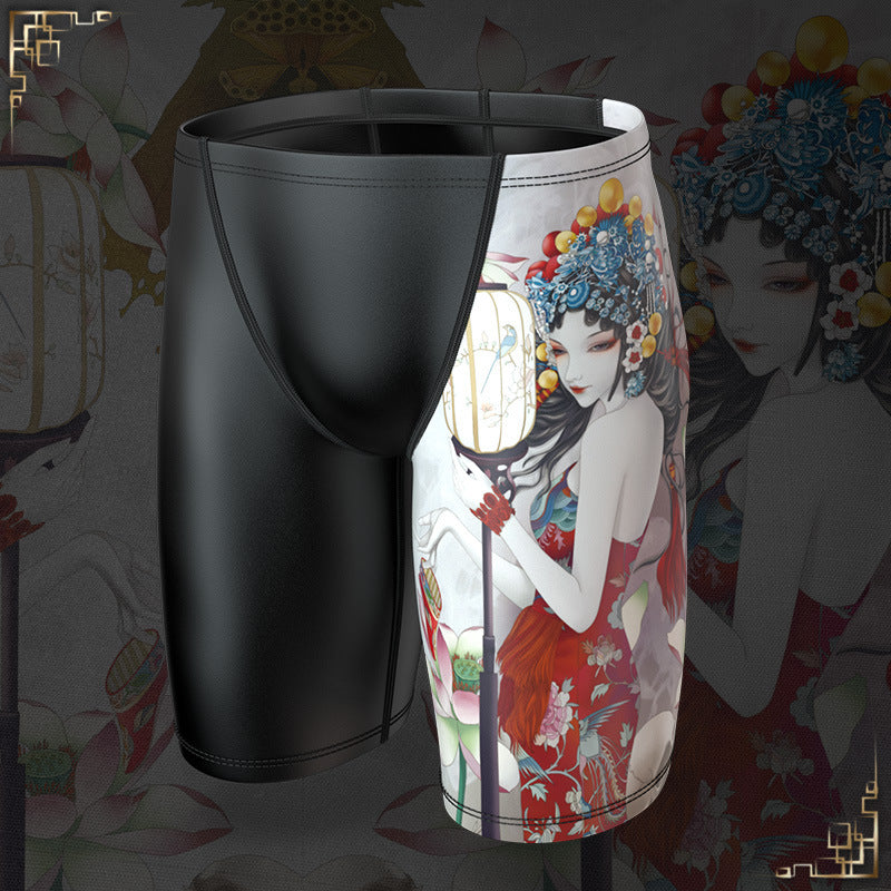 Men's Trendy Warm Five Point Professional Swimsuit