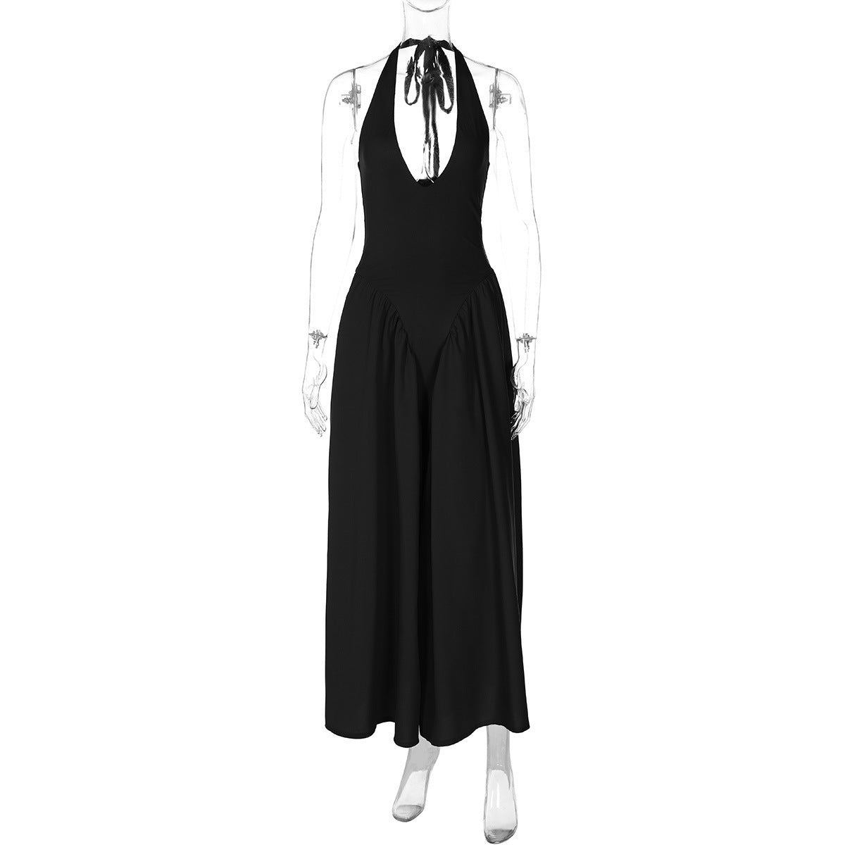 Halter Elegant Large Swing Skirt Dress Women's Clothing
