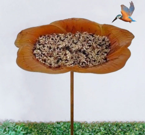 Ground Metal Flower With Sheep Hook Bird Feeder