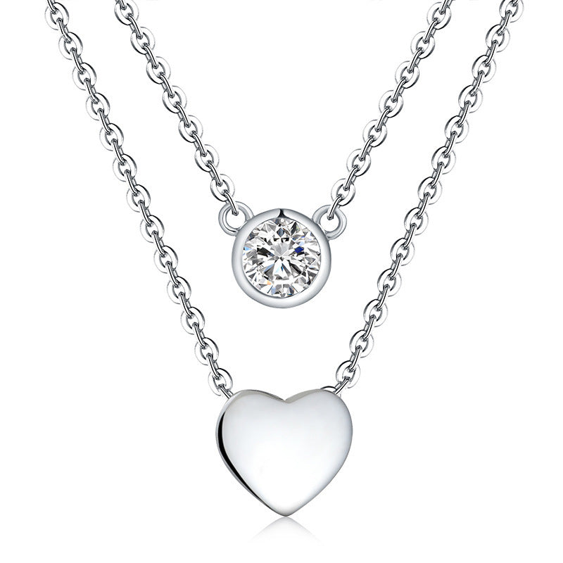 Women's Loving Heart Zircon Multi-layer Twin Necklace