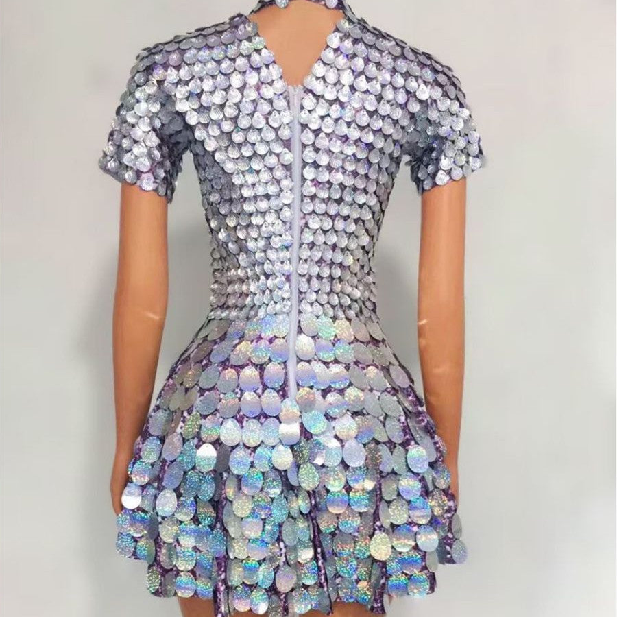 Women's Fashion Mermaid Sequin Short-sleeved Dress
