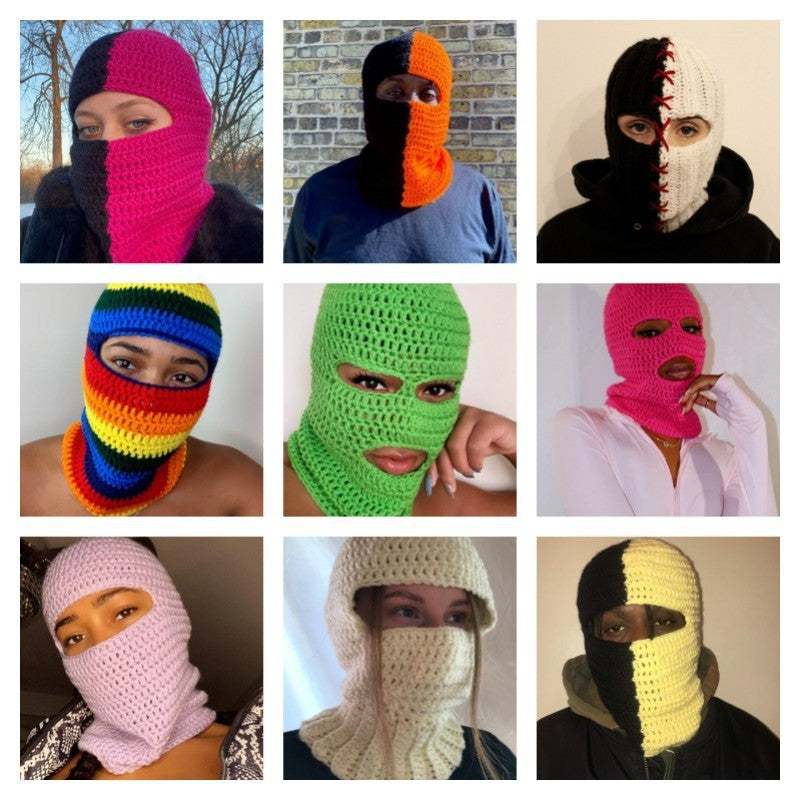 Pullover Windproof Neck Protection Handmade Knitted Hat