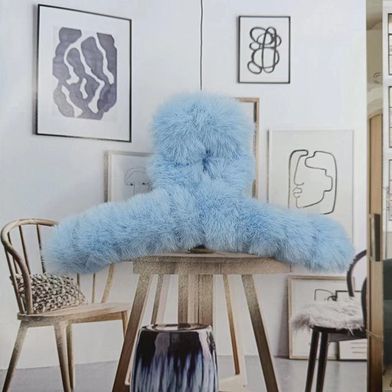 Korean Style Solid Color Plush Shark Clip Headdress