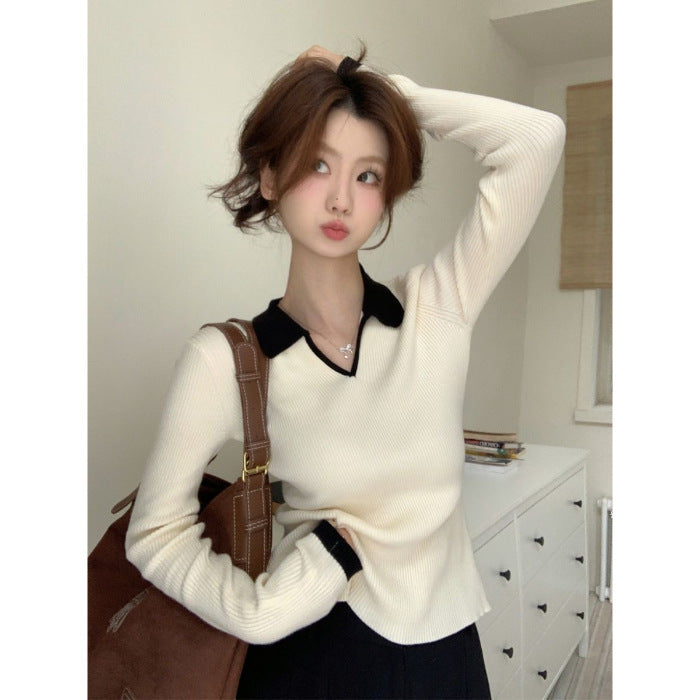 Contrast Color Bottoming Knitwear Casual Sweater
