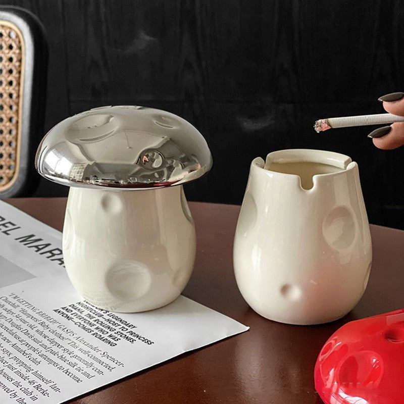 Prevent Fly Ash Mushroom Ashtray Desktop Decoration With Lid