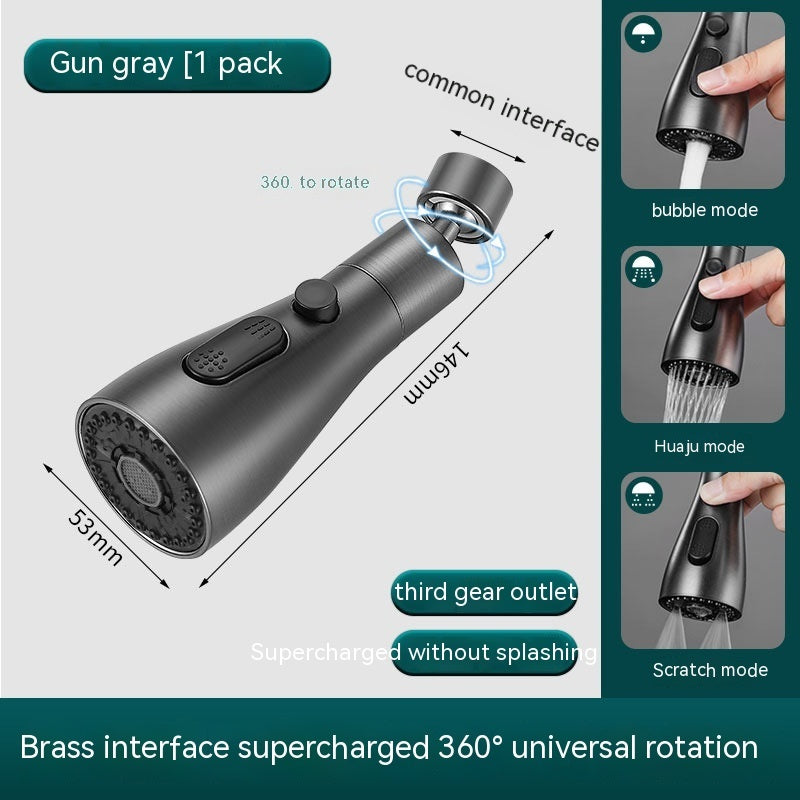 Kitchen Faucet Anti-splash Head Universal Rotating Supercharged Three-gear