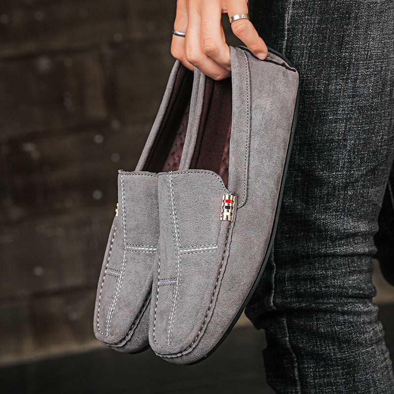 British Style Casual Men's Shoes Suede Rubber Sole Handmade Gommino Casual Shoes