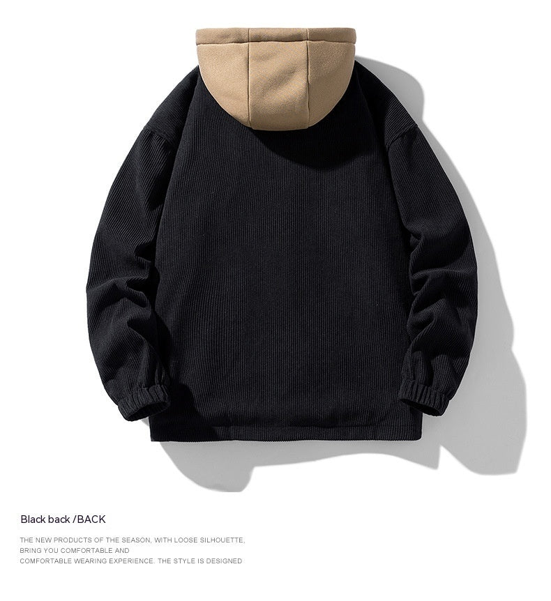 Velvet Padded Thickened Coat Men's Autumn And Winter New Baseball Uniform Hoodie