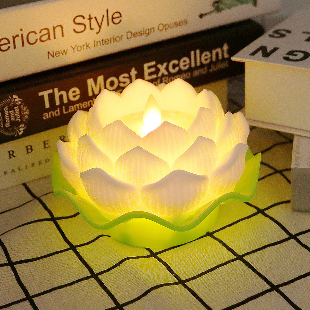 Lotus Candle Lotus Lamp Legal Props Changming Lamp Plastic Luminous Electronic Candle Ornaments