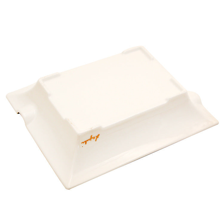 Fashion Creative Large Capacity Square Painted Ceramic Cigar Ashtray