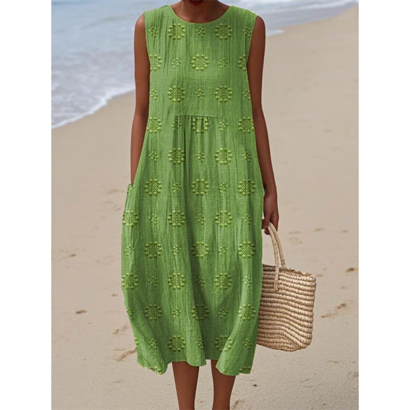 Slim-fit Printed Long Dress 3D Printed Women's