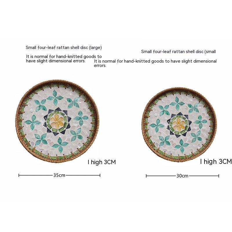 Southeast Asia Handmade Rattan Shell Round Fruit Basket Dining Tray Fresh Desktop Tray Vietnam