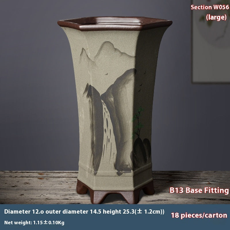 Yitaotang Large Yixing Clay Hexagonal Waist Flower Pot