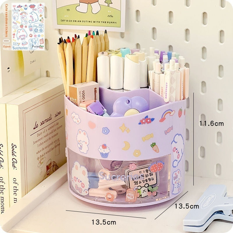 Multifunctional Large Capacity Division Rotating Pen Holder Drawer Rack