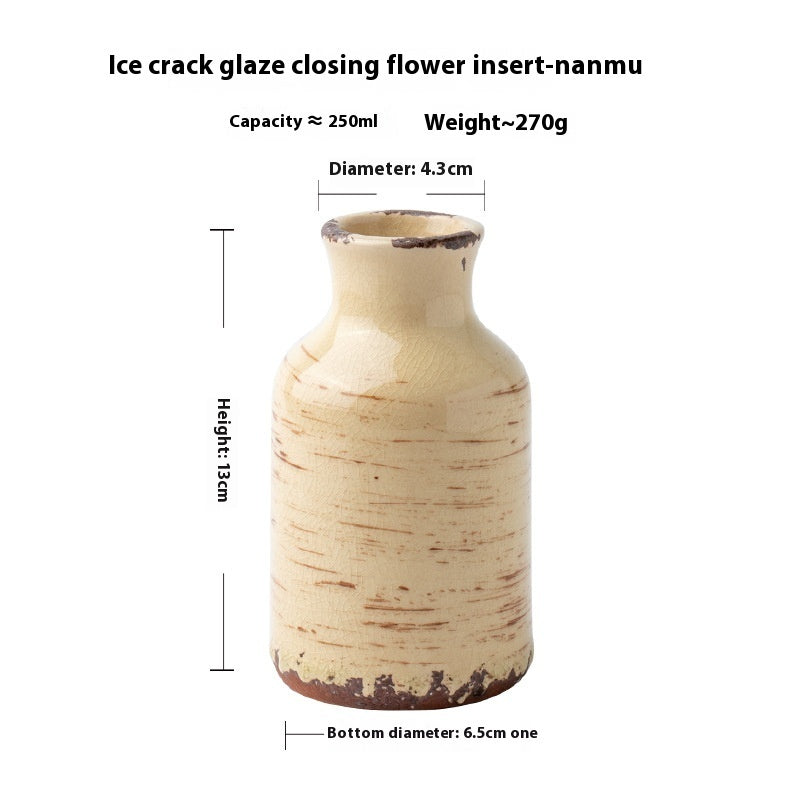 Retro Ice Cracked Ceramics Vase Dining Table Room Decorations