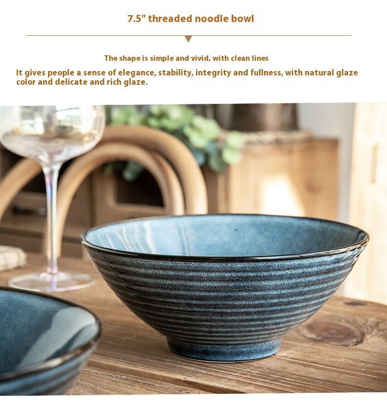 Bamboo Hat Ramen Bowl Ceramic Large Soup Slightly Flaw