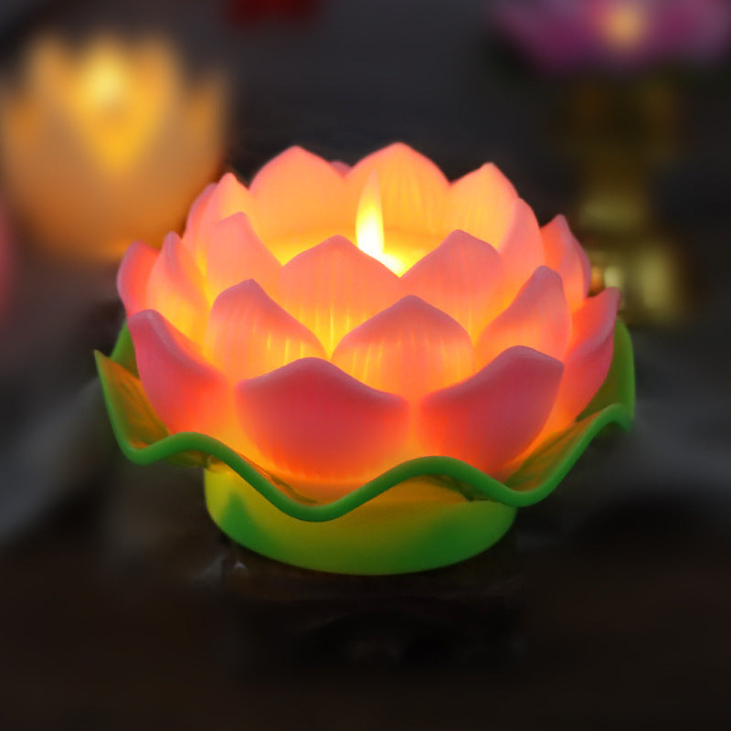 Lotus Candle Lotus Lamp Legal Props Changming Lamp Plastic Luminous Electronic Candle Ornaments