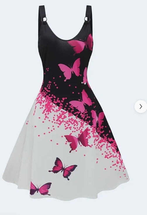 Turtle Print Loose Tank Casual Sleeveless Dress Spring And Summer