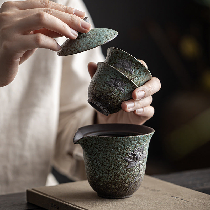 One Pot Two Cups Ceramic Portable Tea Set