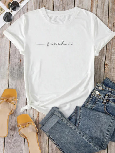 European And American Digital Printing Casual Round Neck T-shirt