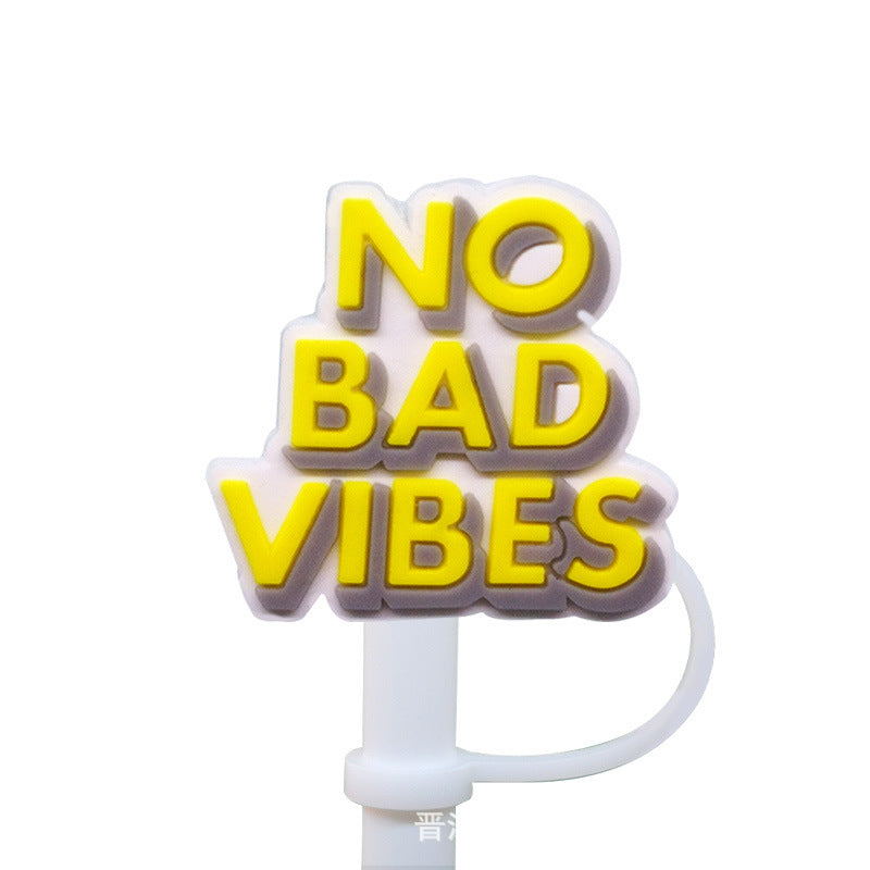 Straw Mouthpiece Silicone Dust Plug Decorative Buckle Clip Personalized Letter Label