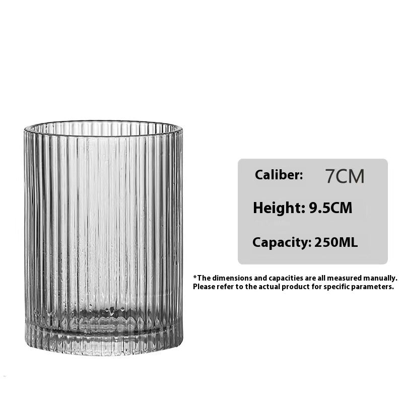 Single-layer Style Simple Striped Glass Cup
