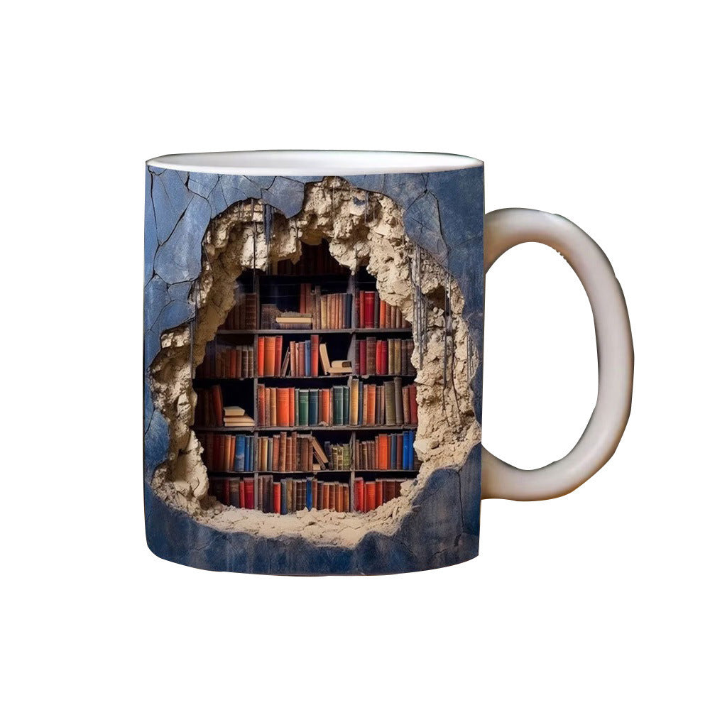 Ceramic 3D Bookshelf Mug Creative Space Design