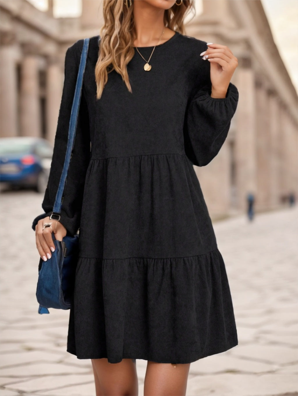 Women's Solid Color Long Sleeve Dress