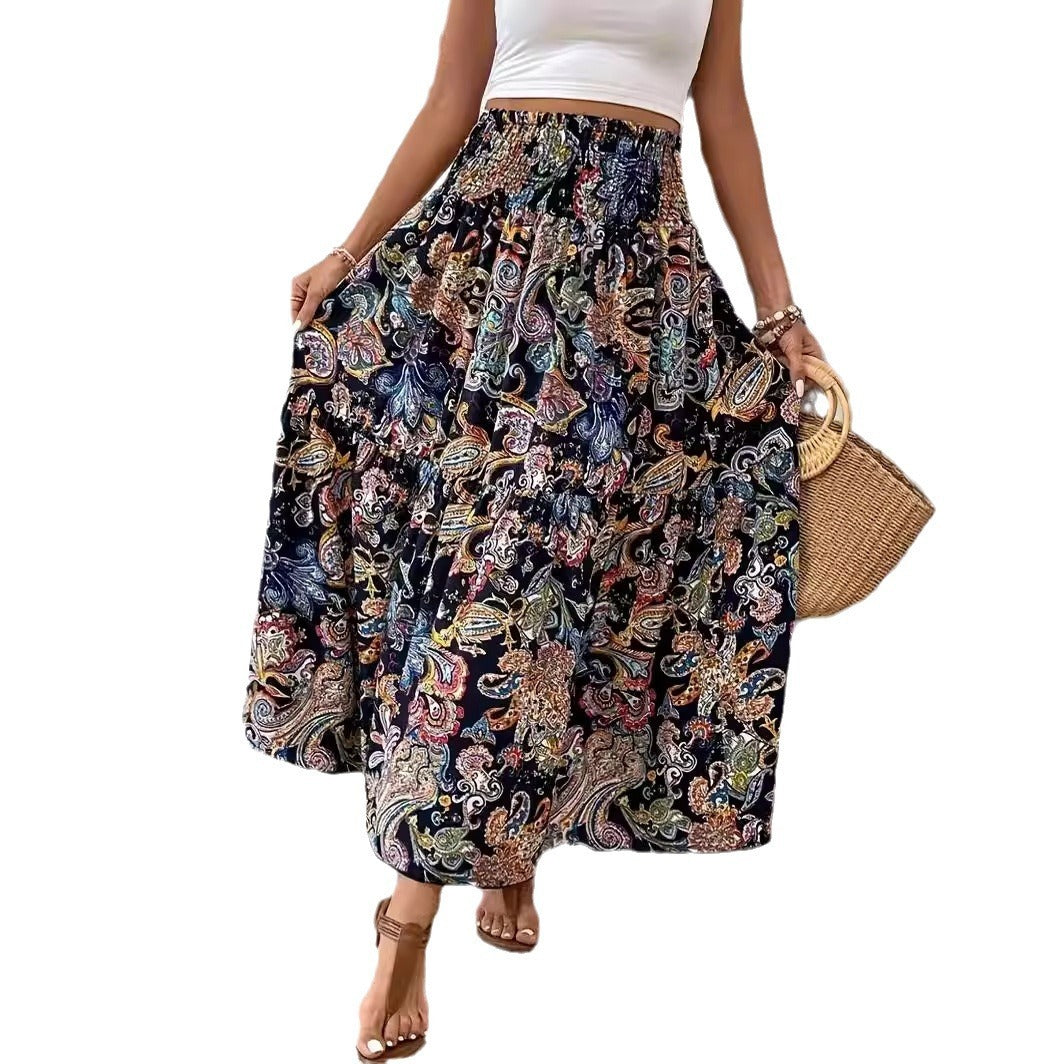 Summer Women's Comfort And Casual Beach Print Skirt