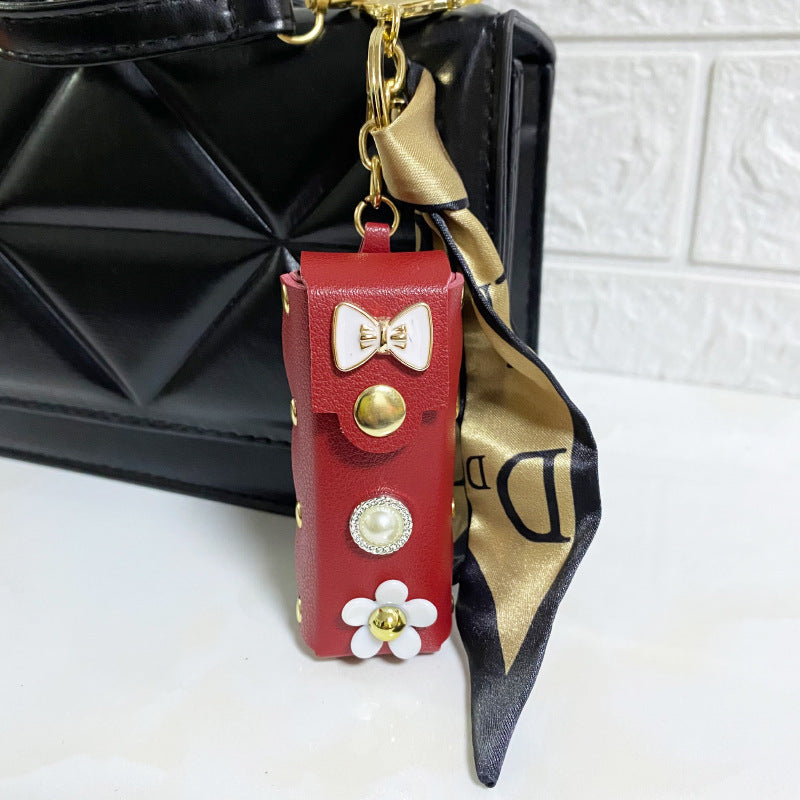 Fashion Simple Lipstick Pack Silk Scarf Keychain
