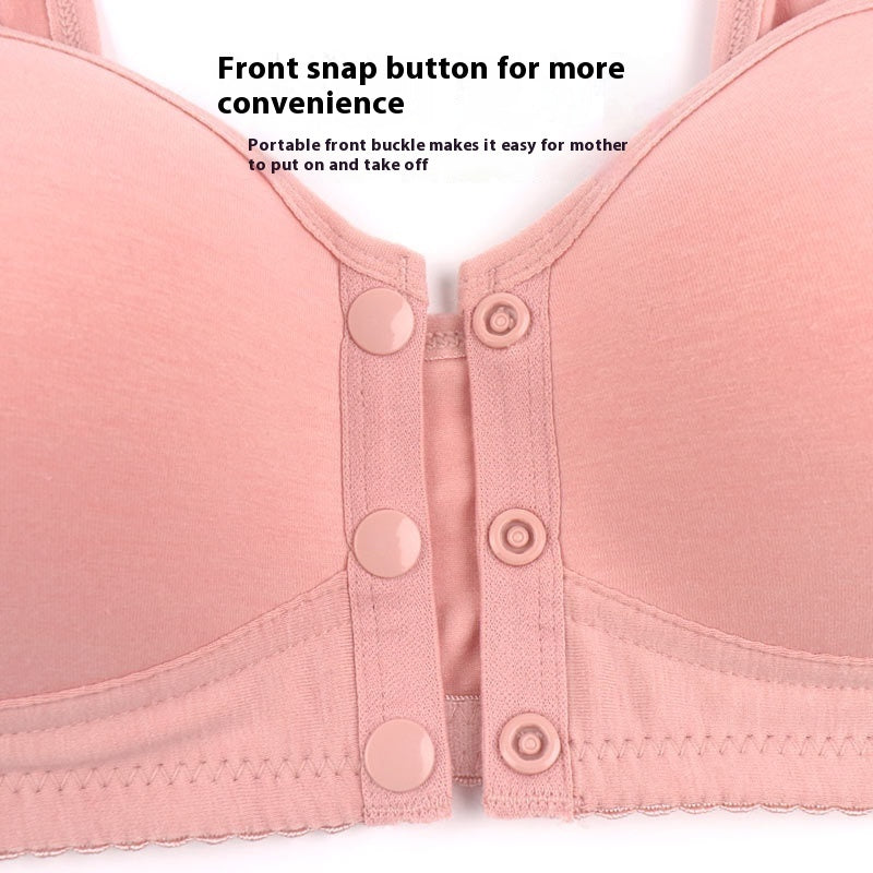 Fixed Cup Front Buckle Middle-aged And Elderly Underwear Women's Smooth Wirless Wide Shoulder Strap Vest Plus Size