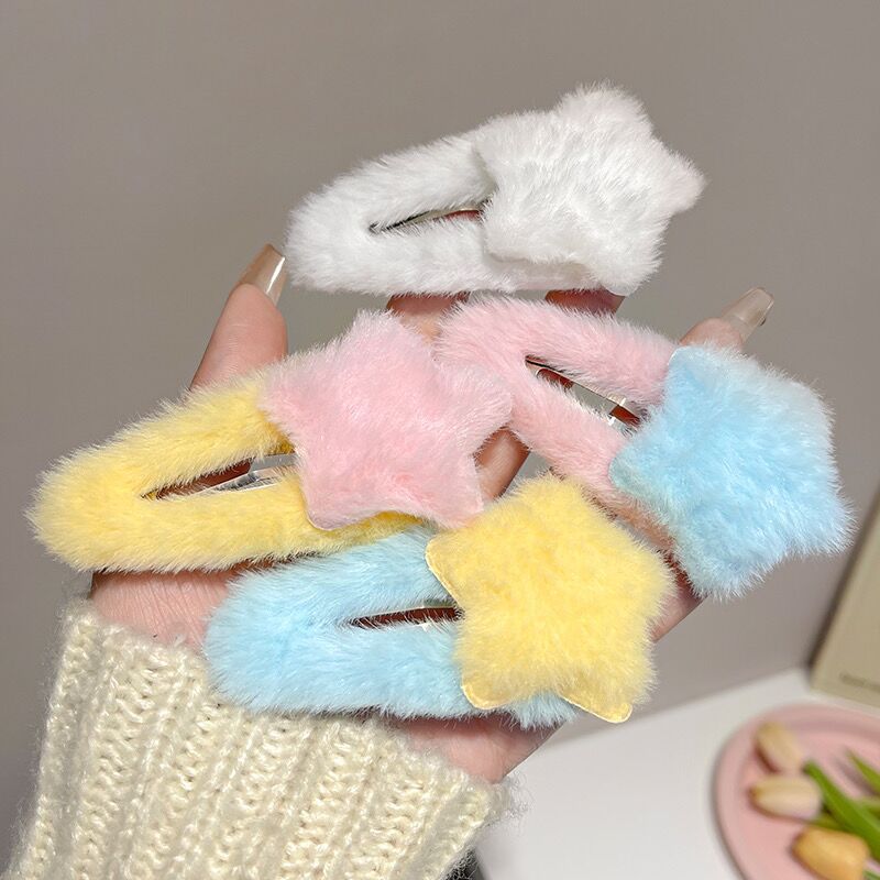 Cartoon Plush Star Hairpin Autumn And Winter