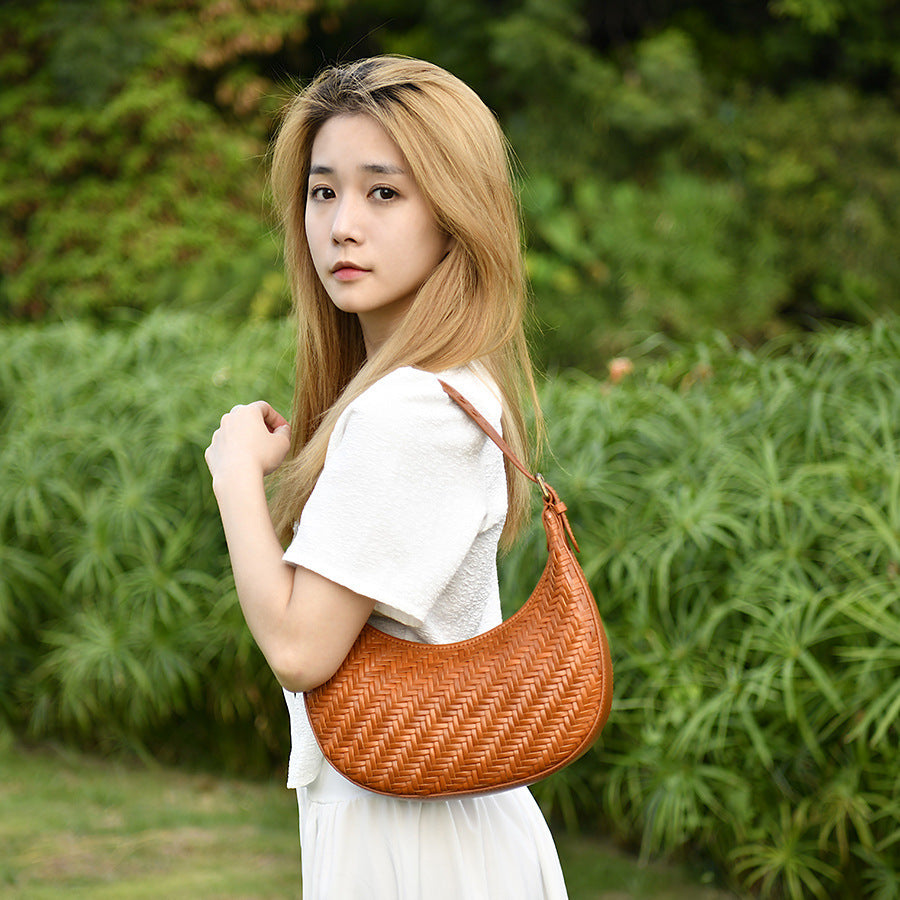 First Layer Cowhide Retro Underarm Bag