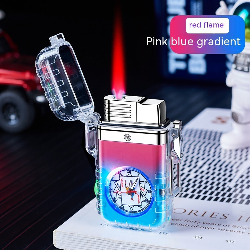Transparent Case Gas Lighters Disc With Watch
