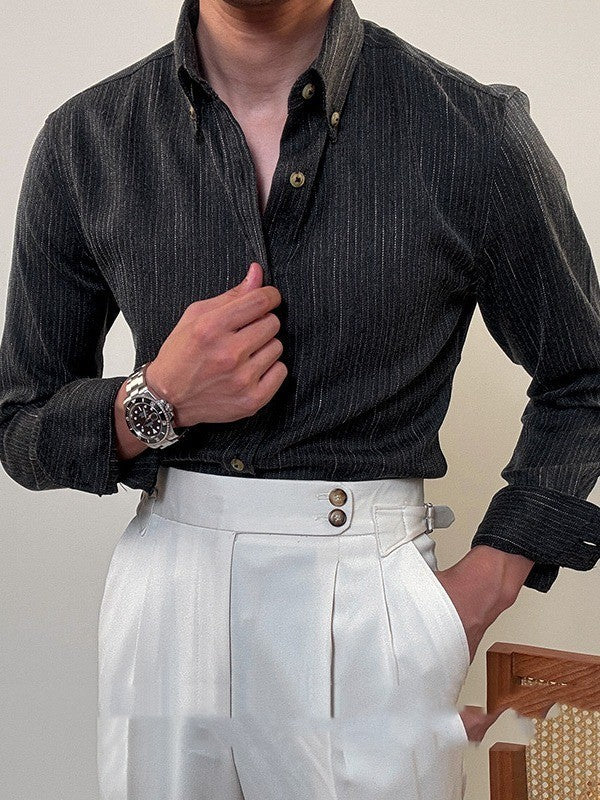 Spring Long Sleeve Shirt Male British Business Dress