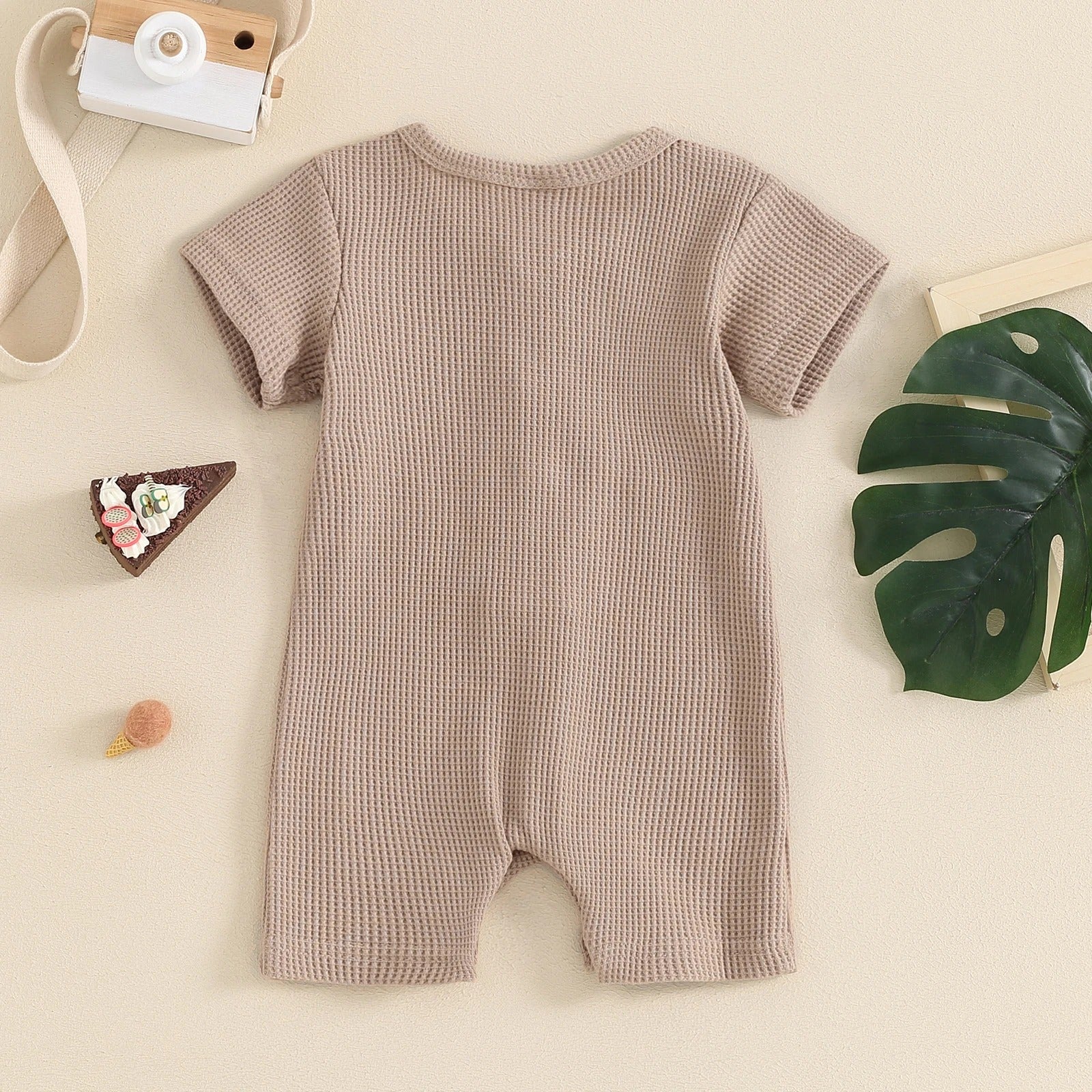 Children's Waffle Short-sleeved Jumpsuit
