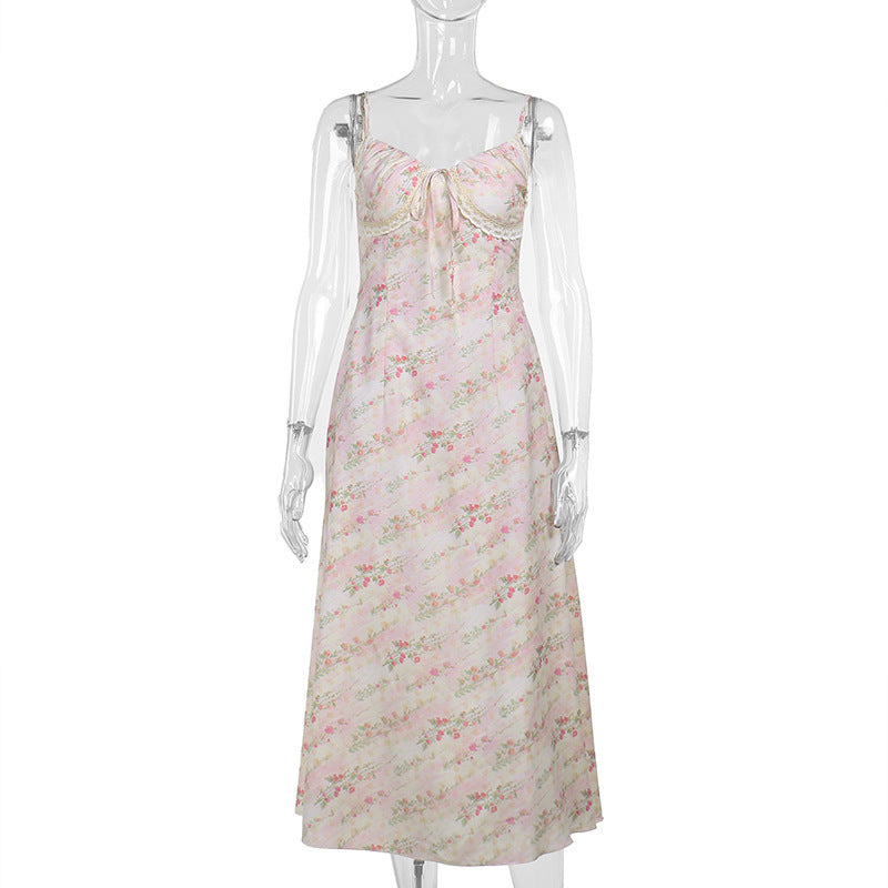 Fashion Pure Desire Style Lace Floral Strap Dress Female Summer Sweet