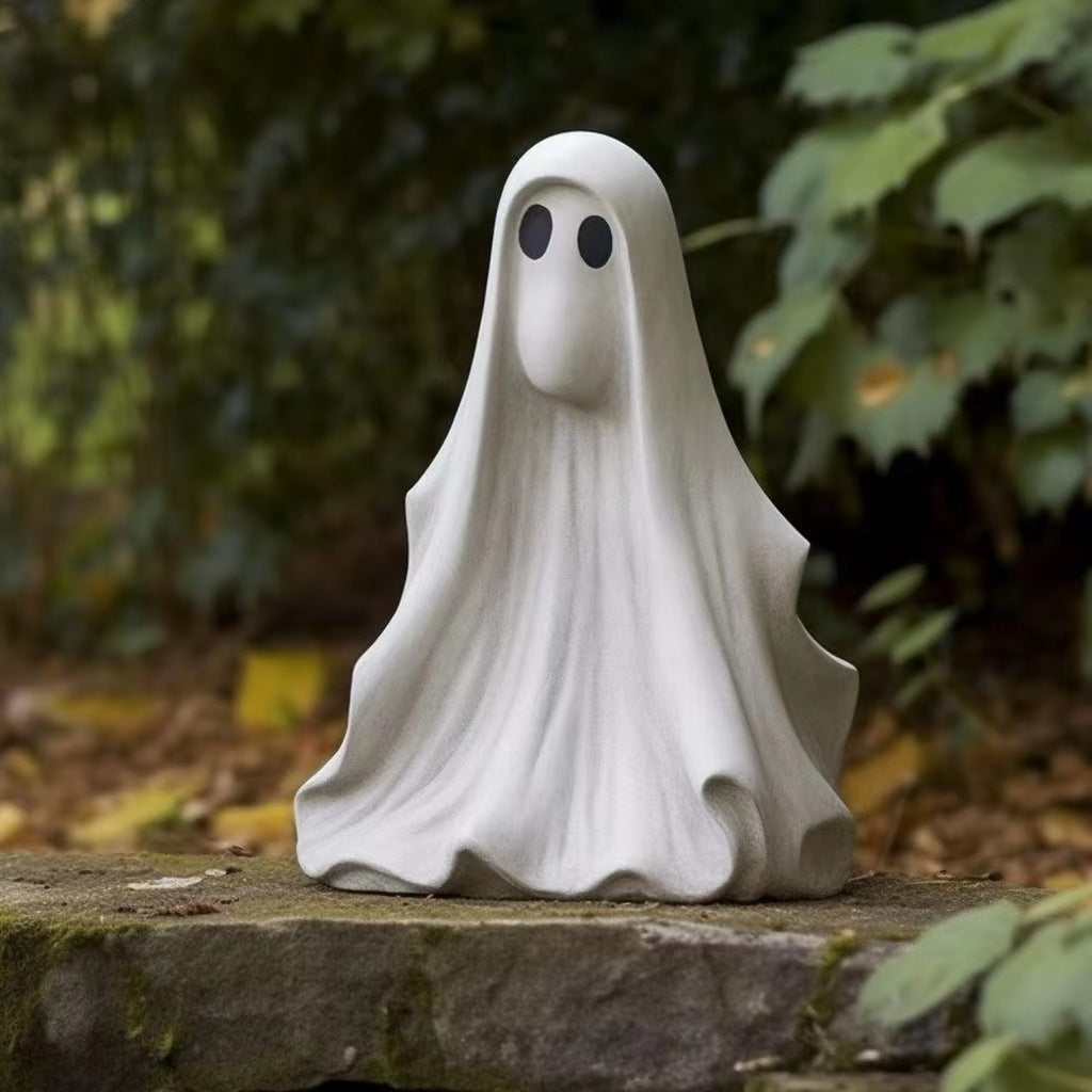 Halloween Outdoor Garden White Ghost Statue Cute Ghost Garden Decoration Resin Crafts