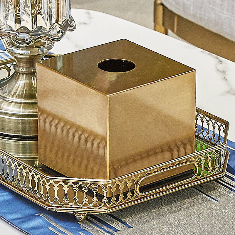 Brass Metal Small House Tissue Box