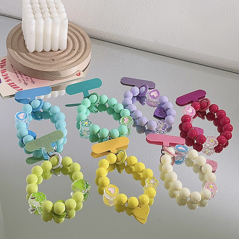 Beads Solid Color Bracelet Phone Case Pendant