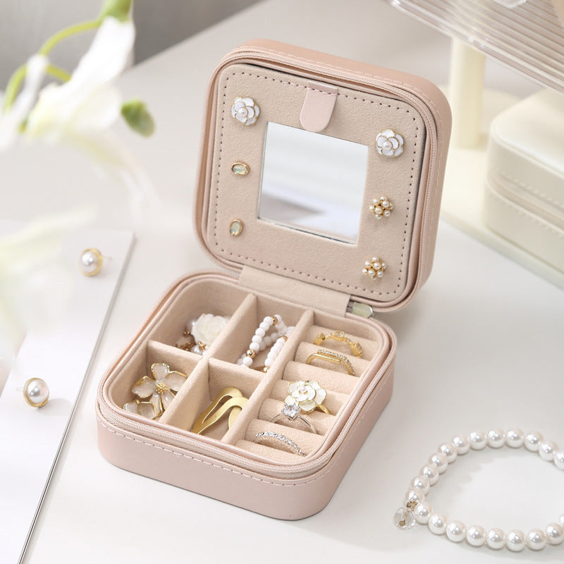 Jewelry Box Travel Portable With Mirror Ornament