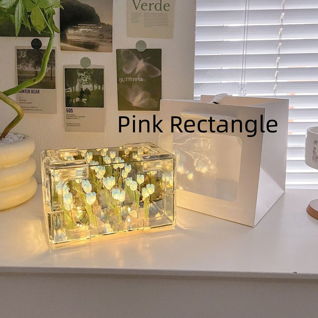 Diy Flower Sea Rubik's Cube Tulip Small Night Lamp