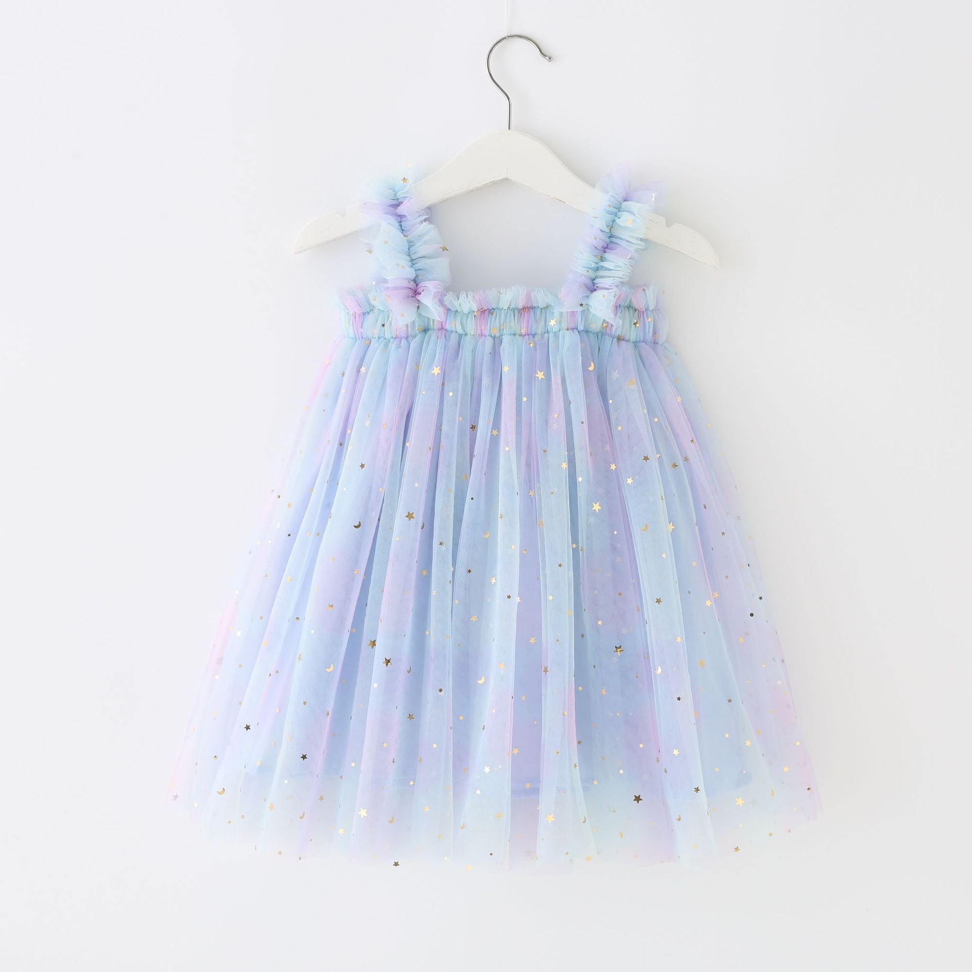Sequined XINGX Rainbow Suspender Skirt Tulle Skirt