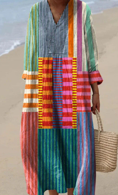 Ladies Fashion Casual Floral 3D Printing Dress