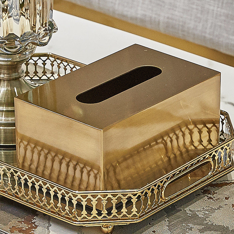 Brass Metal Small House Tissue Box